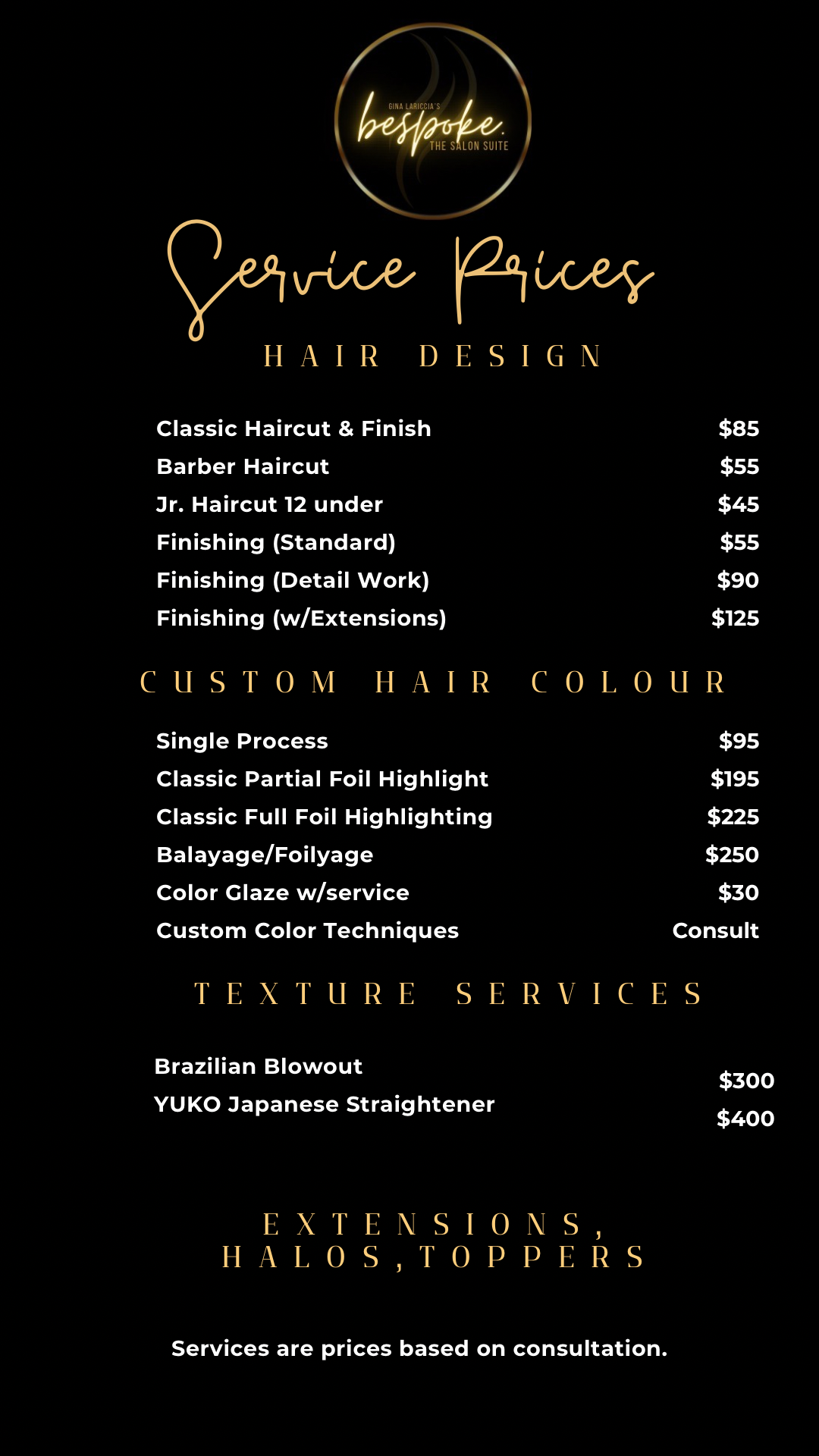 The Services Menu-Price List Black and Gold Makeup Artist Price List