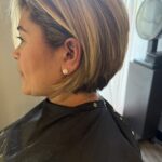 Custom Hair Color, Balayage & classic A-line, graduated Bob Haircut.