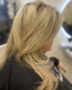 rooted blonde with long layers shelton CT